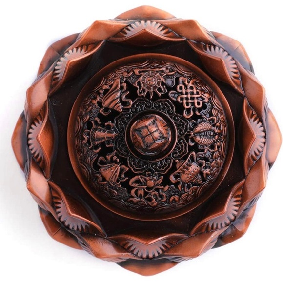 Cast Lotus Tibetan Incense/Candle Holder - Picture 6 of 14